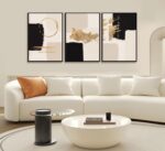 3pcs Black Gold Abstract Wall Art Bohemian Simple Geometric Canvas Poster Print ... - Image 3