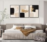 3pcs Black Gold Abstract Wall Art Bohemian Simple Geometric Canvas Poster Print ... - Image 4
