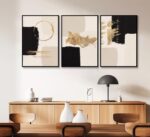 3pcs Black Gold Abstract Wall Art Bohemian Simple Geometric Canvas Poster Print ... - Image 6