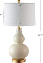 SAFAVIEH Lighting Collection – Karlen Set of 2 Cream & Gold Leaf Double Gourd Gl... - Image 6