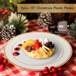 Vplus 100 Piece 10 Inch Gold Plastic Plates Disposable, Heavy Duty White Elegant... - Image 6