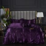 Luxury Satin Silk 5-Piece Duvet Cover Set with Zipper Closure & Corner Ties – [P... - Image 3