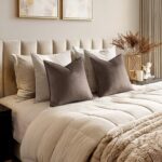 MIULEE Dark Coffee Velvet Throw Pillow Covers 24x24 Taupe Neutral Soft Decorativ... - Image 4