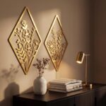 PullCrease 2 Pcs Metal Wall Art, Metal Flower Wall Decor, Modern Floral Art for ... - Image 4