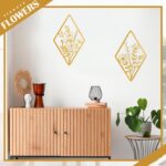 PullCrease 2 Pcs Metal Wall Art, Metal Flower Wall Decor, Modern Floral Art for ... - Image 8