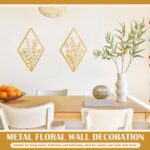 PullCrease 2 Pcs Metal Wall Art, Metal Flower Wall Decor, Modern Floral Art for ... - Image 9
