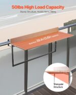 VEVOR Balcony Hanging Table, 39 x 13.6 inch, Outdoor Balcony Bar Table for Raili... - Image 3