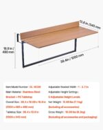 VEVOR Balcony Hanging Table, 39 x 13.6 inch, Outdoor Balcony Bar Table for Raili... - Image 5