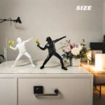 Banksy Street Graffiti Art Statue,Throwing Flower Boy Figurine,Resin Statue Orna... - Image 3