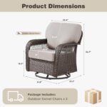 Belord Patio Chairs Set of 2, Wicker Swivel Rocker Outdoor Chairs for Deck Porch... - Image 3