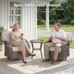 Belord Patio Chairs Set of 2, Wicker Swivel Rocker Outdoor Chairs for Deck Porch... - Image 4