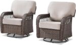 Belord Patio Chairs Set of 2, Wicker Swivel Rocker Outdoor Chairs for Deck Porch... - Image 9