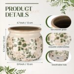 Vintage Planter Large Ceramic Plants Pot Green Pink Pastoral Floral Ice Crack Co... - Image 3