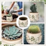 Vintage Planter Large Ceramic Plants Pot Green Pink Pastoral Floral Ice Crack Co... - Image 5