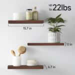 BAYKA Floating Shelves for Wall, Set of 3, Wall Mounted Rustic Wood Shelves for ... - Image 4