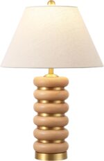 SAFAVIEH Lighting Collection Selene Light Brown/Brass 25-inch Table Lamp (LED Bu... - Image 3