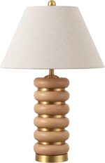 SAFAVIEH Lighting Collection Selene Light Brown/Brass 25-inch Table Lamp (LED Bu... - Image 5