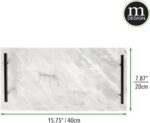 mDesign Thin Marble Pastry Board, Cutting Slab Kitchen Serving Tray with Deco Ha... - Image 4