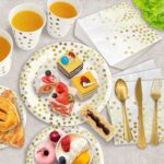 AIRE 175PCS White and Gold Paper Plates Party Supplies for 25 Guests Disposable ... - Image 4