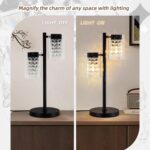 Crystal Table lamp-Modern Black Lamps for Living Room,Plug in Bedside Lamps with... - Image 5