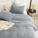 CozyLux Fluffy Queen Comforter Set - Super Soft Faux Fur Grey Comforter Queen Si... - Image 3