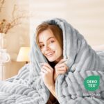 CozyLux Fluffy Queen Comforter Set - Super Soft Faux Fur Grey Comforter Queen Si... - Image 4