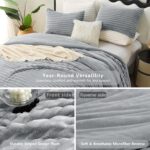CozyLux Fluffy Queen Comforter Set - Super Soft Faux Fur Grey Comforter Queen Si... - Image 5