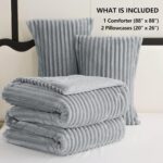 CozyLux Fluffy Queen Comforter Set - Super Soft Faux Fur Grey Comforter Queen Si... - Image 7