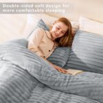 CozyLux Fluffy Queen Comforter Set - Super Soft Faux Fur Grey Comforter Queen Si... - Image 8