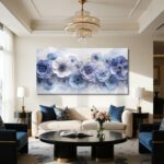 imjiayu Oversized Wall Art, Floral Wall Art, Blue Wall Decor, Blossom Flowers Mo... - Image 7