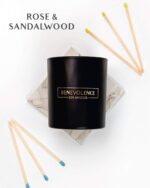Benevolence LA Rose & Sandalwood Scented Candle | Soy Christmas Candles, Black C... - Image 3