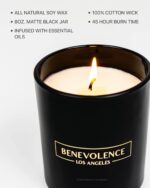 Benevolence LA Rose & Sandalwood Scented Candle | Soy Christmas Candles, Black C... - Image 4