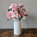 White Ceramic Flower Vase, Minimalist Modern Home Decor, Matte Finish Pampas Gra... - Image 3