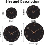 Mosewa 12 Inch Black Wall Clock Battery Operated Silent Non Ticking Modern Simpl... - Image 3