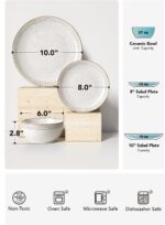 LE TAUCI Plates and Bowls Sets for 4, 12 Piece Ceramic Dinnerware Sets, Kitchen ... - Image 4