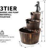 YI 40-Inch 3 Tier Barrel Waterfall Fountain Outdoor Water Fountains Barrel Wood ... - Image 6