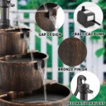 YI 40-Inch 3 Tier Barrel Waterfall Fountain Outdoor Water Fountains Barrel Wood ... - Image 7