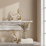 White Gold Ceramic Abstract 2 Piece Statue Set,Mid Century Modern Abstract Art H... - Image 3