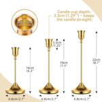 Gold Taper Candle Holders for Pillar Candles, Brass Candlestick Holders, Skinny ... - Image 3