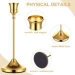 Gold Taper Candle Holders for Pillar Candles, Brass Candlestick Holders, Skinny ... - Image 5