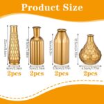 8 Pack Gold Glass Vase, Cylindrical Home Decor, Antique Art Deco Style, Holds Wa... - Image 3