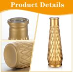 8 Pack Gold Glass Vase, Cylindrical Home Decor, Antique Art Deco Style, Holds Wa... - Image 4