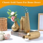 8 Pack Gold Glass Vase, Cylindrical Home Decor, Antique Art Deco Style, Holds Wa... - Image 6