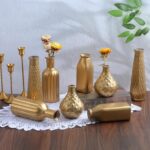 8 Pack Gold Glass Vase, Cylindrical Home Decor, Antique Art Deco Style, Holds Wa... - Image 8