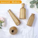 8 Pack Gold Glass Vase, Cylindrical Home Decor, Antique Art Deco Style, Holds Wa... - Image 9
