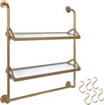 Kate and Laurel Marit Modern Industrial Wall Shelf with Metal Pipe Supports and ... - Image 7