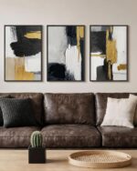 Extra Large Abstract Hand Applied Raised Paint Texture Canvas Wall Art Set of 3,... - Image 6