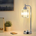 Silver Table Lamps Set of 2, Crystal Bedside Lamps with LED Bulbs, Small Side Ni... - Image 3