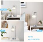 Silver Table Lamps Set of 2, Crystal Bedside Lamps with LED Bulbs, Small Side Ni... - Image 9