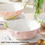 Handmade Ceramic Floral Fruit Bowl with Handles, 3D Hand-Painted Rose Flower Des... - Image 4
